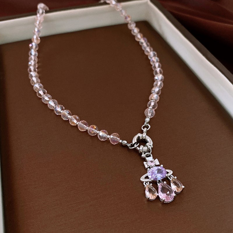 Zircon Saturn Crystal Pendant Necklace Ins Niche High-End Clavicle Chain Fashion Elegant Versatile Jewelry - Image 1